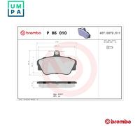 Brake pads P 86 010 BREMBO for VOLVO 480 440 460