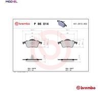 Brake pads P 86 014 BREMBO for VOLVO S80 I XC70 I Cross Country V70 Mk II S60 I
