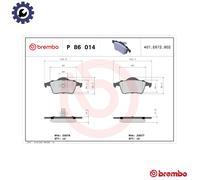 Brake pads P 86 014 BREMBO for VOLVO S80 I XC70 I Cross Country V70 Mk II S60 I