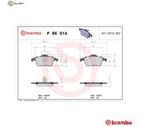 Brake pads P 86 014 BREMBO for VOLVO S80 I XC70 I Cross Country V70 Mk II S60 I