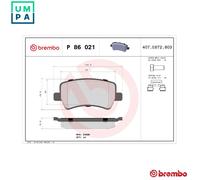 BREMBO P86021 Brake Pad Set Rear Fits Land Rover Range Rover Evoque Volvo S60