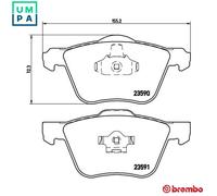 Brembo Brake Pad Set P86 022 Front - Anti-Squeak Plate - Fits Volvo S60 V70 XC90