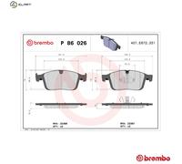 Brake pads P 86 026 BREMBO for VOLVO XC60 I SUV XC60 I VAN