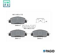 BRAKE PAD SET DISC BRAKE T2950N FOR HONDA e CIVIC/XI/Hatchback LFC1 2.0L 4cyl