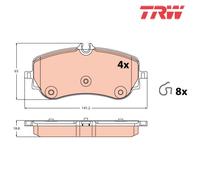 Brake Pad Set, disc brake TRW GDB2379 For VW, MAN
