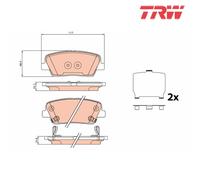 Brake Pad Set, disc brake TRW GDB3624 For HYUNDAI, JEEP