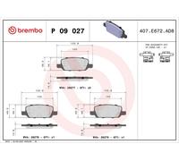 Zestaw klocków hamulcowych, hamulce tarczowe BREMBO P 09 027