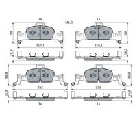 Bosch Brake Pad Set 0986424432 (BP2243) - ECE-R90 certified - 1 set of 4 pads