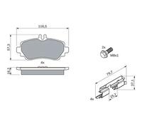 Front Brake Pads Set MB:W168,414,A,VANEO 1684201320 1684200820 A1684201320