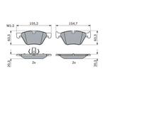 Bosch Brake Pad Set Low-Metallic Width 155.2mm 0986424621