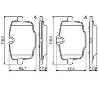 Brake Pads Set fits BMW 530D F10, F11 3.0D Rear 10 to 17 N57D30A Genuine Bosch