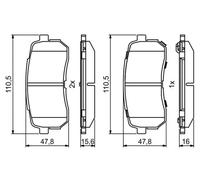 Brake pads 0 986 494 828 BOSCH for KIA SORENTO III