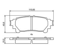 Bosch Brake Pad Set 0 986 494 873 - Rear, 4x Pads, Fits Toyota/Lexus