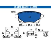 Brake pads 13.0460-2652.2 ATE for RENAULT GRAND SCÉNIC III SCÉNIC III
