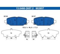 BRAKE PAD SET DISC BRAKE 13.0460-2657.2 FOR JEEP WRANGLERIV EBH 2.1L EC1 2.0L