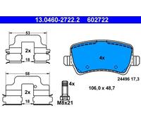 BRAKE PAD SET DISC BRAKE 13.0460-2722.2 FOR VOLVO V60/Cross/Country/Van S60/II
