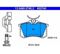 Brake pads 13.0460-2740.2 ATE for RENAULT CITROËN PEUGEOT DS