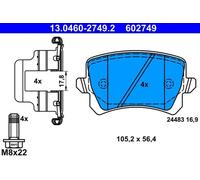 Brake pads 13.0460-2749.2 ATE for VW SEAT SKODA AUDI