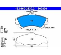 ATE 13.0460-2830.2 Brake pad set