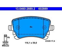ATE Disc Brake Pad Set 13.0460-2889.2 for Audi A8 4E2/4E8 (BFL ASE BBJ BSM ASN BPK BNG)