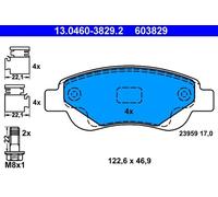 ATE Brake pad set 13.0460-3829.2 not prepared for wear indicator, excl. wear warning contact with brake caliper screws with accessories TOYOTA: Aygo