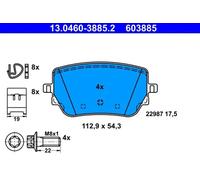 ATE Brake Pad Set 13.0460-3885.2 - not prepared for wear warning excl wear contact with accessories