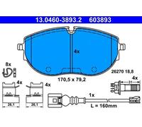 ATE Brake pad set 13.0460-3893.2 incl. wear warning contact with brake caliper screws with accessories VOLKSWAGEN: Multivan 6, California T6 Minibus