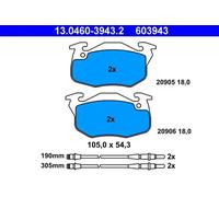 Brake pads 13.0460-3943.2 ATE for PEUGEOT 106 I 106 II 106 Van II Hatchback Van
