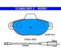 Brake pads 13.0460-3951.2 ATE for FIAT PUNTO PUNTO Convertible PUNTO Van