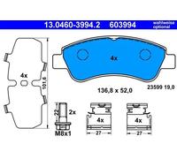 Brake Pad Set, disc brake ATE 13.0460-3994.2 for DS DS 3 (SA_) 1.2 2015-2019