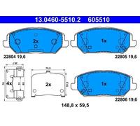 2x ✅Fits ATE 13.0460-5510.2 Brake Pad Set, disc brake 13.0460-5510.2 ⭐UK Seller⭐