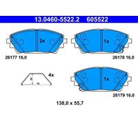 ATE Brake Pad Set 13.0460-5522.2 Disc Brake for Mazda HFY7/PEXN/PEXP/HFY1 2.0L 4cyl