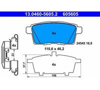 ATE 13.0460-5605.2 Brake pad set