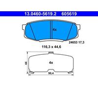 ATE 13.0460-5619.2 Brake pad set