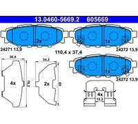 Brake Pad Set, disc brake ATE 13.0460-5669.2 for LEGACY V (BM) 2.5 2009-2014