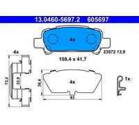 Brake pads 13.0460-5697.2 ATE for SUBARU FORESTER LEGACY Mk III Estate OUTBACK