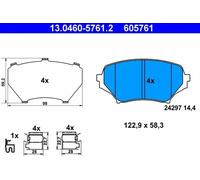 ATE Brake pad set 13.0460-5761.2 with acoustic wear warning with anti-squeak plate with accessories MAZDA: MX-5 3