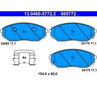 Brake pads 13.0460-5772.2 ATE for KIA SORENTO I SORENTO I VAN