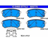 ATE Brake pad set 13.0460-5775.2 with acoustic wear warning with accessories KIA: Picanto I, Picanto II, HYUNDAI: i10 I