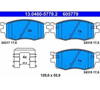 ATE Brake pad set 13.0460-5779.2 with acoustic wear warning with accessories HYUNDAI: i20 I Hatchback, ACCENT 3 Stufenheck, ACCENT 3, KIA: RIO 2