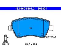 ATE Brake pad set 13.0460-5801.2 not prepared for wear indicator, excl. wear warning contact with brake caliper screws NISSAN: MICRA 3, Micra C+C 3