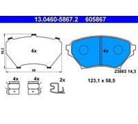 ATE Brake Pad Set 13.0460-5867.2 - acoustic wear warning, anti-squeak - Mazda MX-5 2
