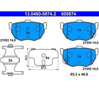 Brake pads 13.0460-5874.2 ATE for HYUNDAI KIA