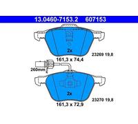 ATE Brake Pad Set 13.0460-7153.2 incl. wear sensor – VW Transporter 4, Sharan I, Ford Galaxy Mk1