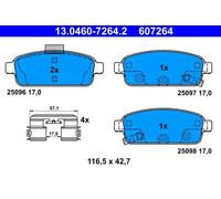 ATE Brake pad set OPEL,CHEVROLET,VAUXHALL 13.0460-7264.2 13300867,13319293,13319294 13411380,13411383,13300867,13319293,13319294,13404405,13411380