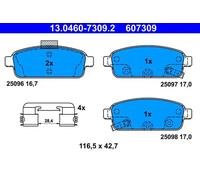 ATE Brake pad set 13.0460-7309.2 with acoustic wear warning with accessories VAUXHALL: ZAFIRA Mk3, Astra Mk6 GTC, OPEL: Zafira C Tourer, Astra J GTC
