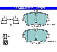 ATE Ceramic Brake pad set 13.0470-2727.2 prepared for wear indicator, excl. wear warning contact with brake caliper screws with accessories