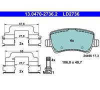 Brake pads 13.0470-2736.2 ATE for VOLVO V60 I V70 III XC60 I SUV S80 II XC70 II