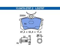 Brake pads 13.0470-2787.2 ATE for SEAT AUDI VW SKODA