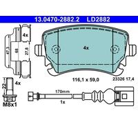 ATE Brake Pad Set 13.0470-2882.2 – Disc Brake – Fits VW Transporter/Caravelle Mk V (T5)